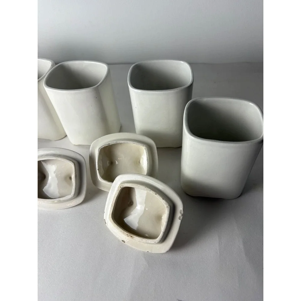 Vintage Germany Staffel Ceramic Canisters Lidded Spice Jar‎ 6pc Set Farmhouse